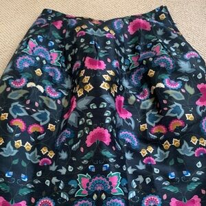 Elegant Floral A-Line Skirt - Black, Pink, and Gold